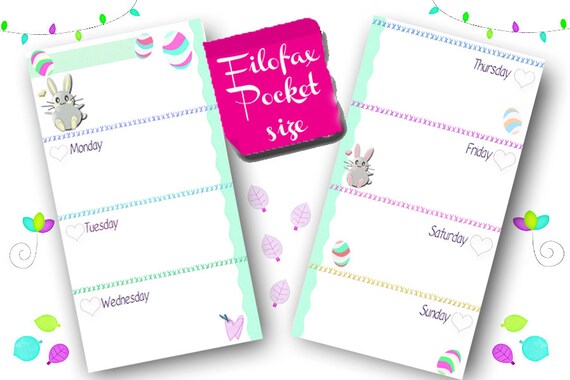 Filofax Pocket size printable week in 2 pageseaster themed