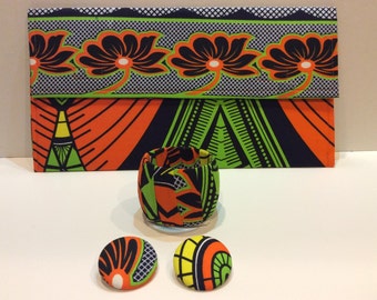Ankara Clutch Set - clutch, one bangle, & large earrings ***As-Is