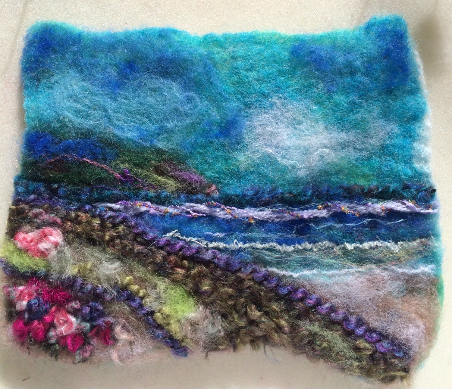 OOAK Needle Felted Wool Wall Art Paradise by thefeltedcottage