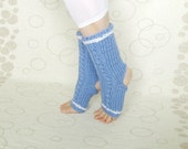 Knitted Yoga Socks, Hand Knit Yoga  Blue Socks, Knitted Dance Socks, Knitted Spats, Knitted Yoga Wear, Knitted Socks For Pedicure Knitted Yoga Socks, Hand Knit Yoga  Blue Socks, Knitted Dance Socks, Knitted Spats, Knitted Yoga Wear, Knitted Socks For Pedicure