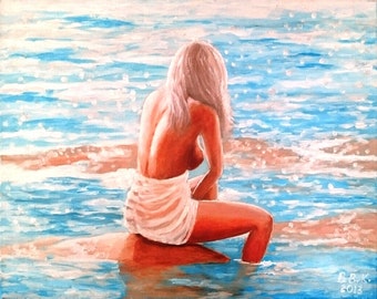 Hot subtle erotic painting of women playing with herself