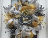 New Years Deco Mesh Wreath, New Years  Eve deco mesh wreaths, New Year's wreath, New Year's Eve wreath, New Year's Mesh Wrea