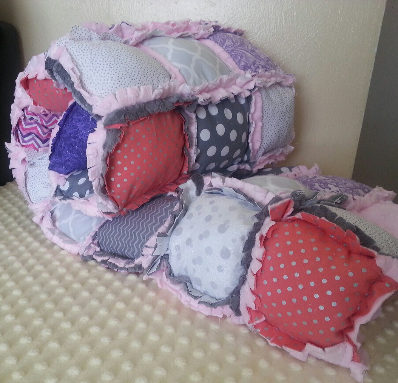 Puff Modern Pillow Rag Quilt