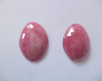 Ruby sapphire faceted cutting slab pair