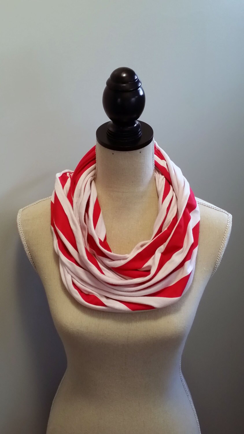 Striped Scarf Jersey Infinity Scarf Cotton by HarmonyGraceDesigns