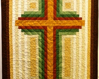 Cross Quilt Pattern - Log Cabin Christian Cross - multiple sizes