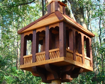 Hanging wood bird feeder platform style by 