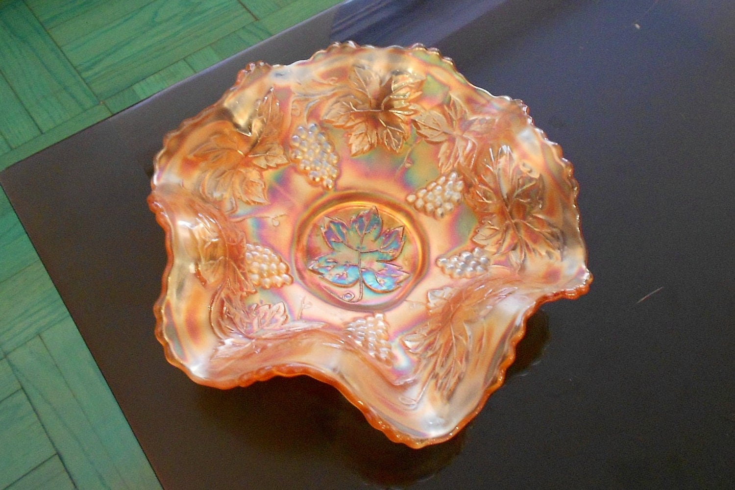 Carnival Glass Fenton Marigold Ruffled Bowl by HopesVintageKitchen