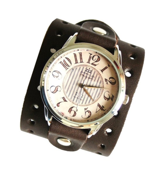 ... Watch With Leather Bracelet/ Unisex Watch, Quartz Analog Wrist Watch