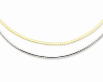 Gold 14K White Gold Two Tone 2.5mm Reversible Flat Omega Necklace ...