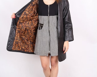 vintage black leather coat genuine leather jacqueline ferrar