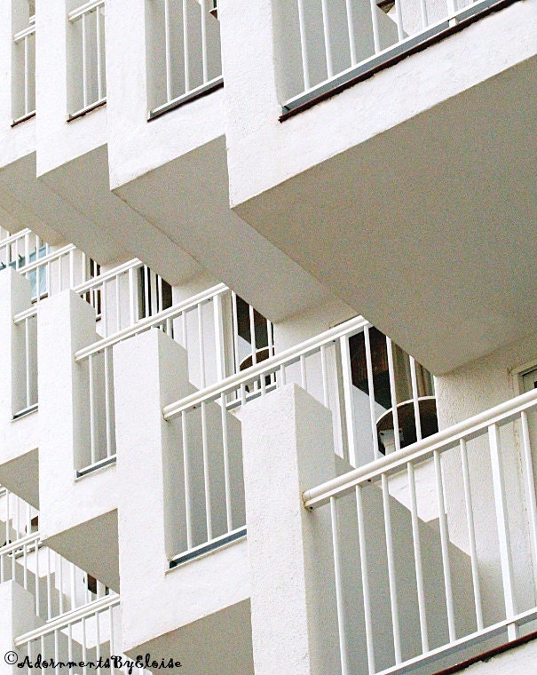 White Architectural Wall Decor : White balconies architecture photo fine art wall decor