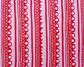 Pink and Red Valentine Fabric, Moda 32706 Cherry on Top by Keiki, Red & Pink Strip Fabric, Stripe Quilt Fabric, Valentine Day Fabric, Cotton