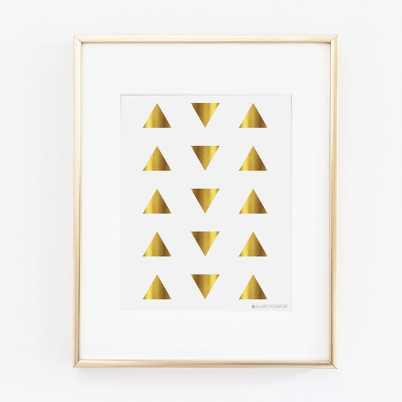 Items similar to Gold Triangles Wall Art Home Decor Gold Office