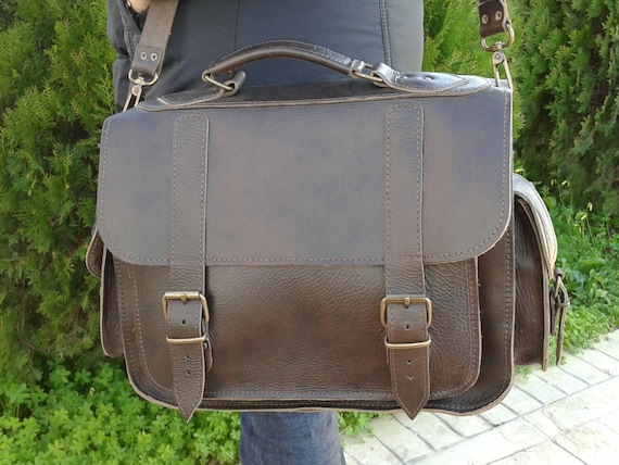 Leather Messenger Bag 13 inch Laptop Bag Leather by MagusLeather