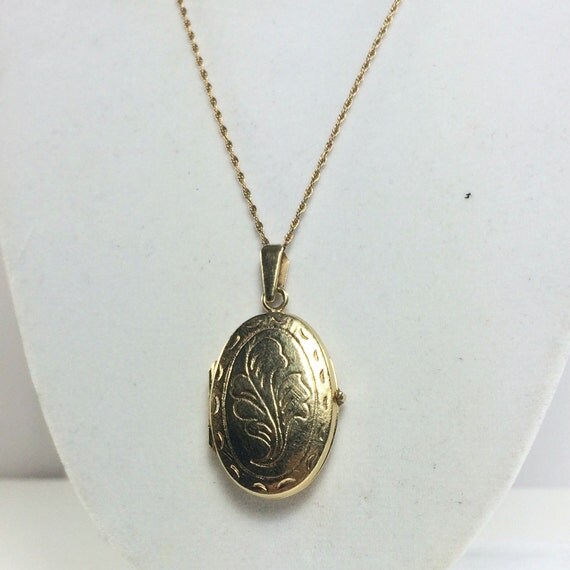 Victorian Gold Locket / Engraved Floral by SusansEstateJewelry