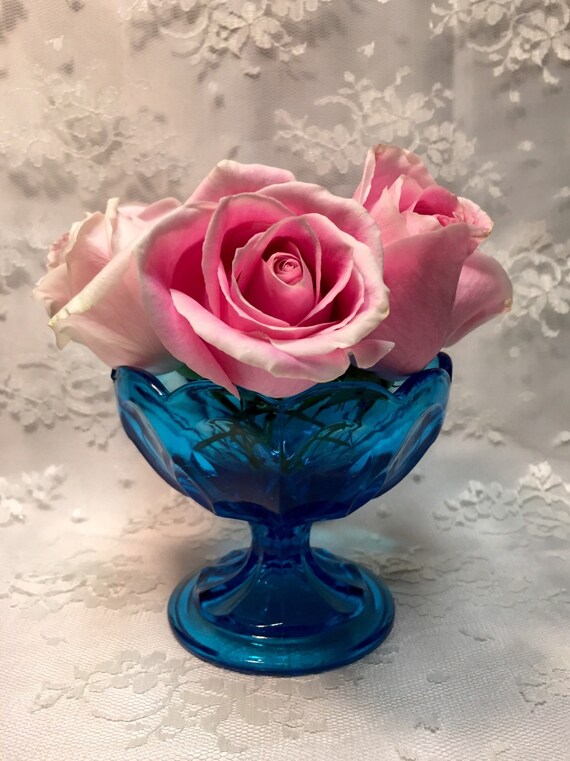 Beautiful Blue Vintage Flower Vase or Trinket Dish Home Decor