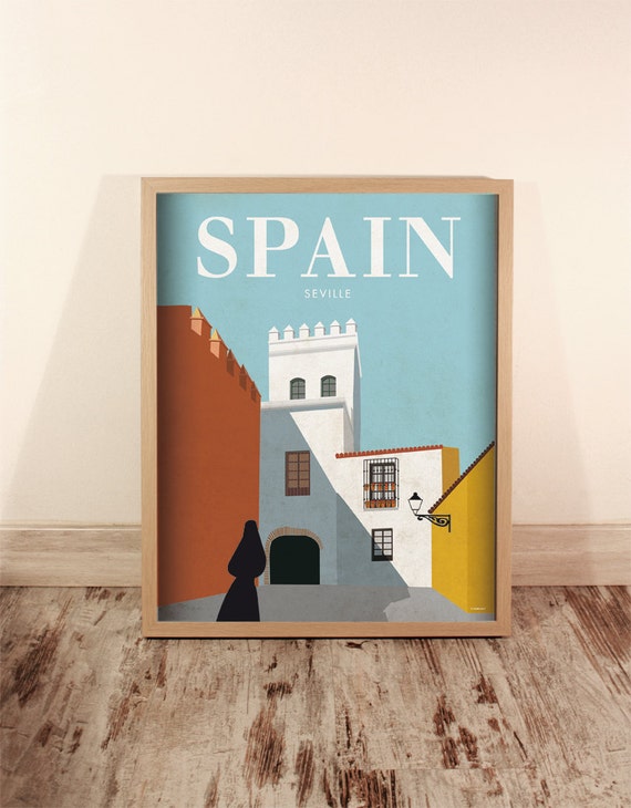 Spain. Wall decor art. Poster. Illustration. Digital print.
