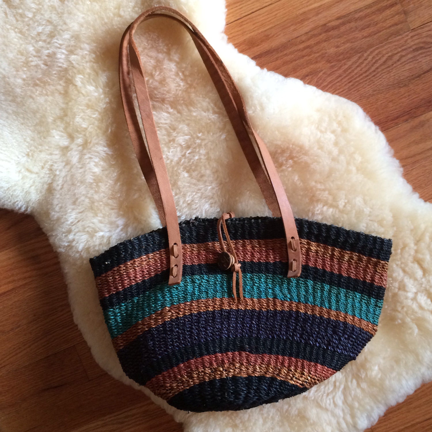 Vintage Boho Straw Raffia Tote Bag Handbag