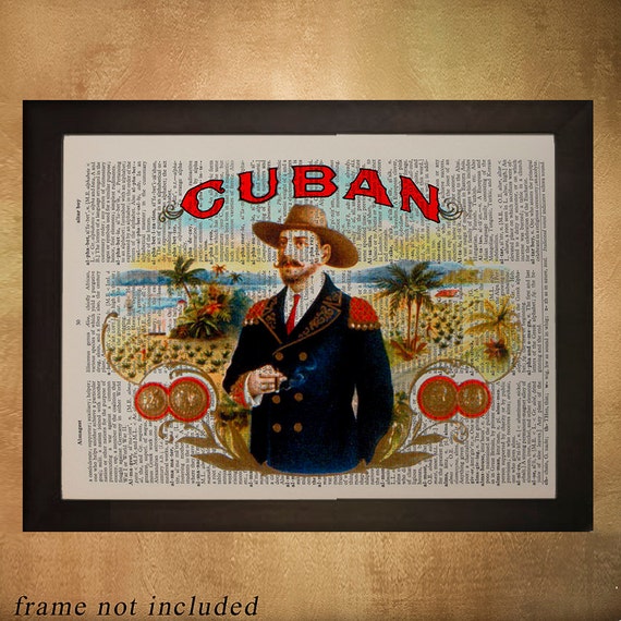 cuban cigar box label dictionary art print cuba tobacco wall