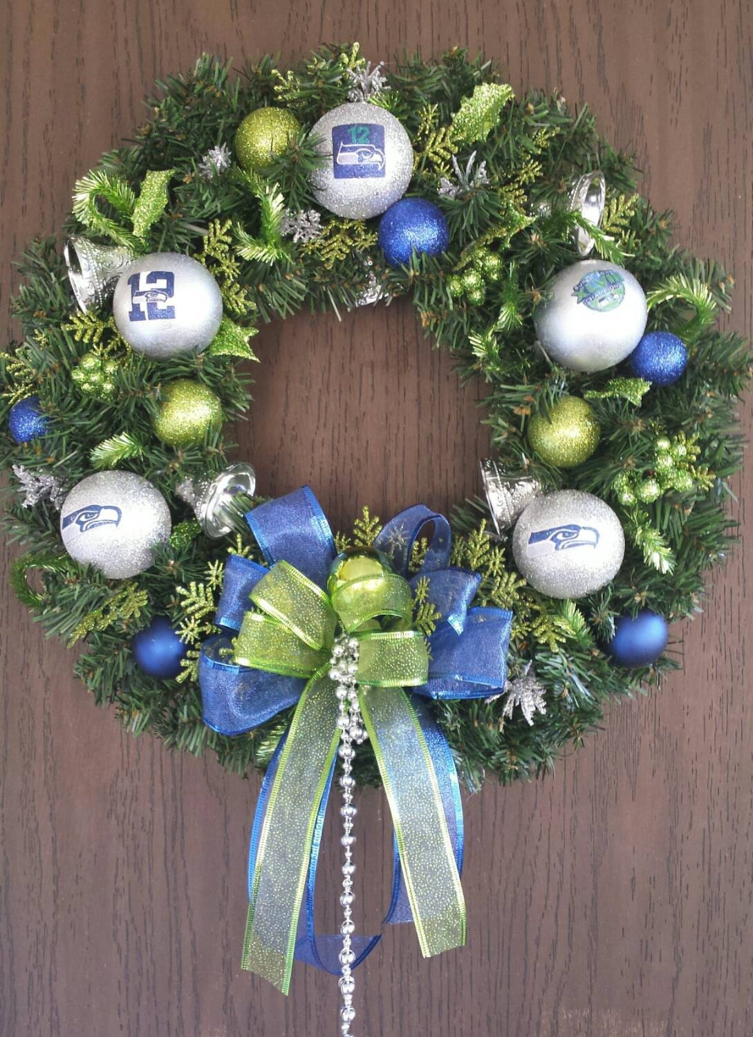 Large wreath just like Seattle Seahawks Christmas Wreath