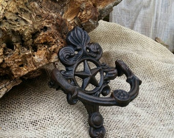 Door knocker, door decor, rustic door knocker, shabby chic door knocker, new home gift, entry decor, housewarming gift, iron anniversary