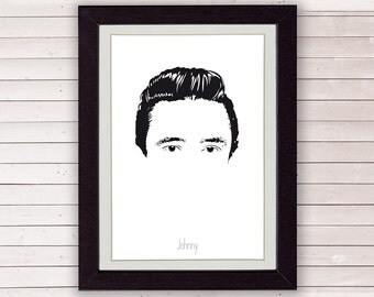 Johnny Cash poster, country music, johnny cash print, minimalist art