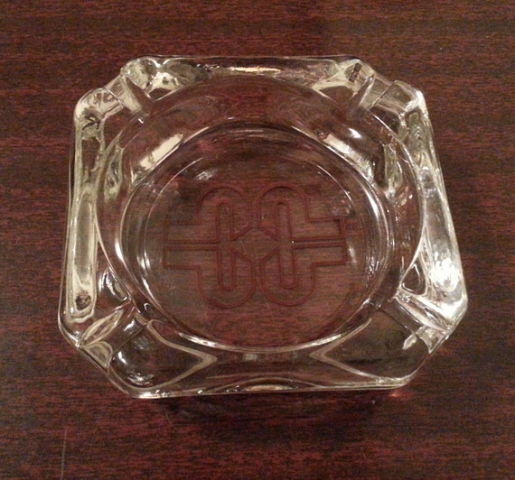 Vintage MidCentury Heavy Glass Ashtray