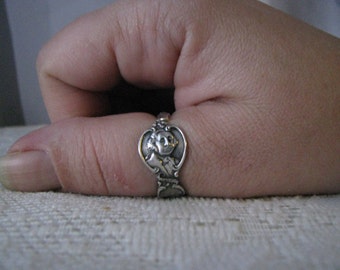 Spoon Ring, Sterling Spoon Jewelry, Antique Silver Spoon, George Washington, History, Person, Sterling single loop, c. 1910-1944
