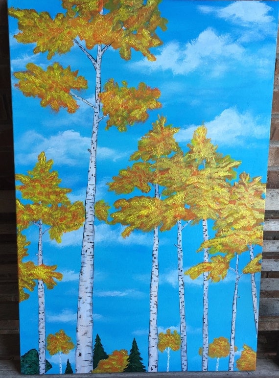 Original 24 x 36 acrylic Aspen Tree painting on