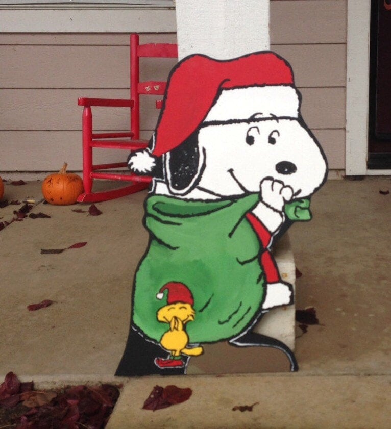 Snoopy Yard Art Christmas Yard Art Wooden Cut Out by CreativChick