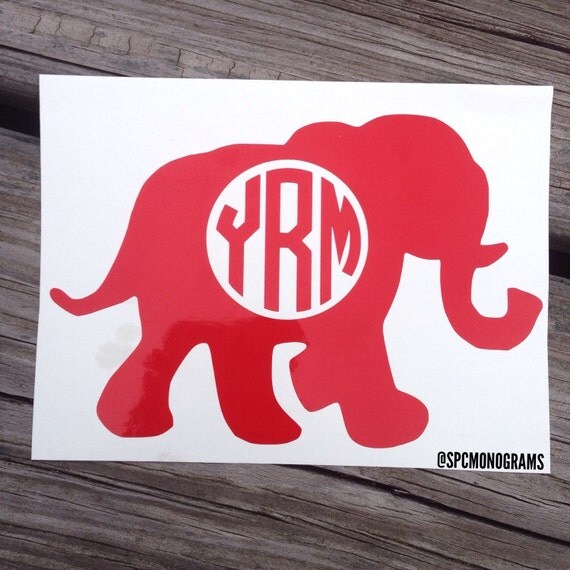 Elephant Monogram Decal by spcmonograms on Etsy