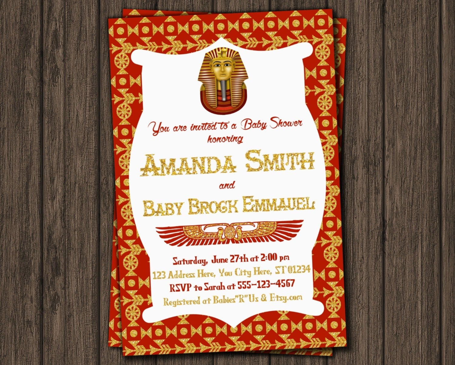 Egyptian Baby Shower Invitation Egyptian Theme by PuggyPrints