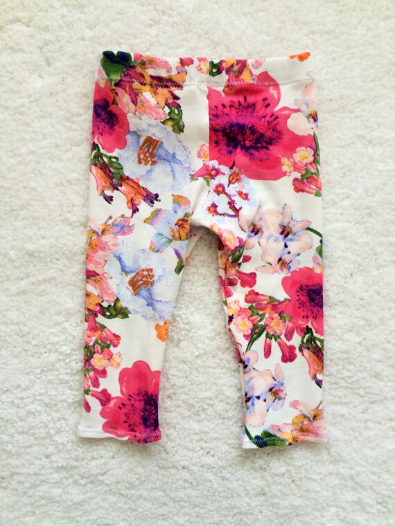 White Floral Baby Leggings by IvyMaeBoutique on Etsy