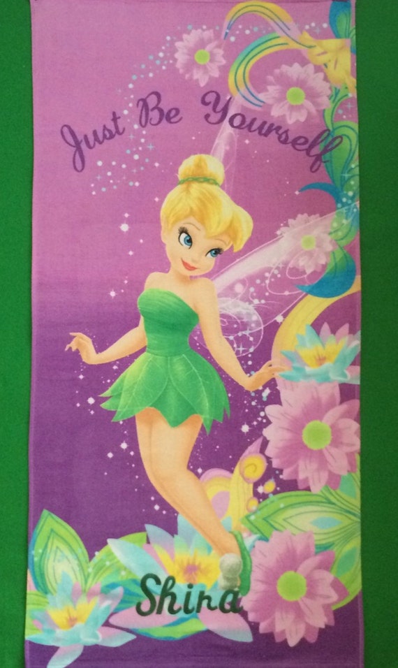 Tinkerbell Pretty Girl Beach Towel Pink by CACBaskets on Etsy