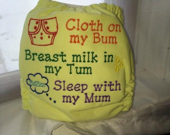 SALE: Cloth Diaper - Cloth on the Bum, Breast milk in my tum, Sleep with my mum design