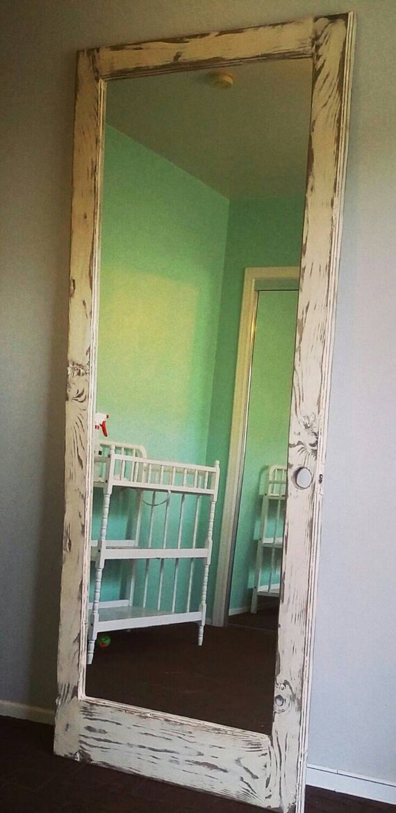 White Shabby Chic Full Length Mirror by SalvageRepurposed on Etsy