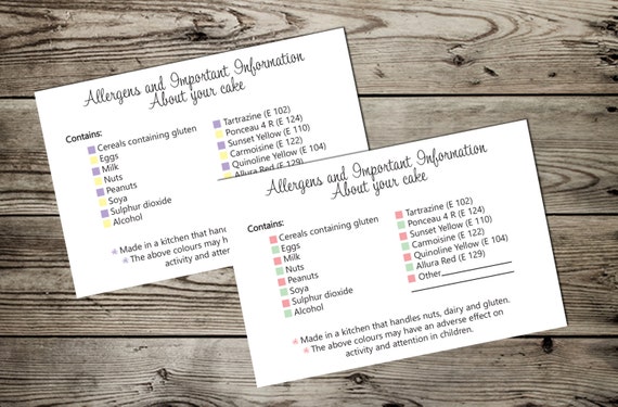 items similar to printable allergy stickers labels for cake boxes