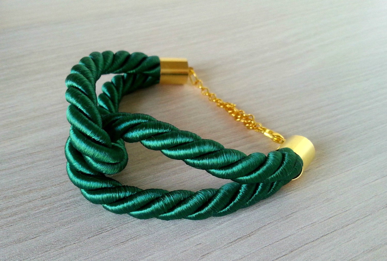 Green Rope Bracelet Cord Bracelet Emerald Bracelet Satin