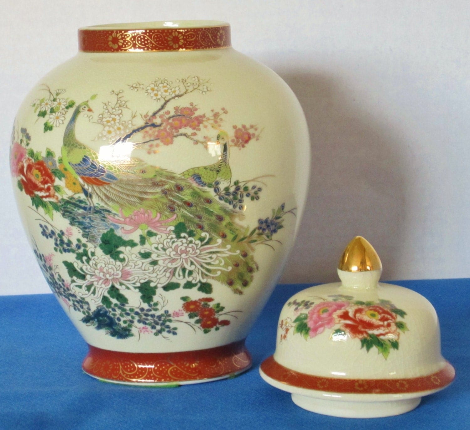 Satsuma Ginger Jar 1979-Each mural on front and back of this