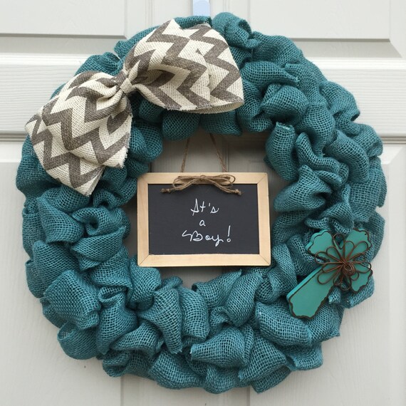 Items similar to Baby Boy Wreath, Baby Shower Wreath, Hospital Door ...