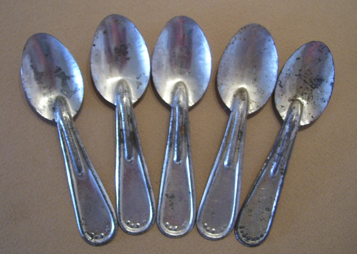 Vintage Antique 5 Tin Spoons by VintageBitsAltRdArt on Etsy