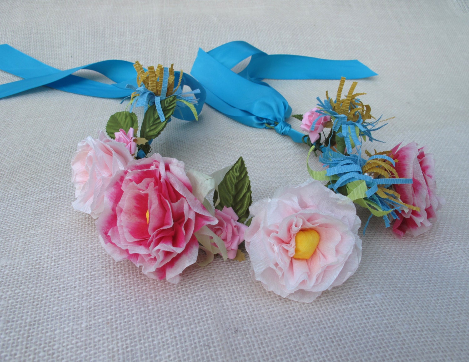 Flower Girl Crepe Paper Flower Headband