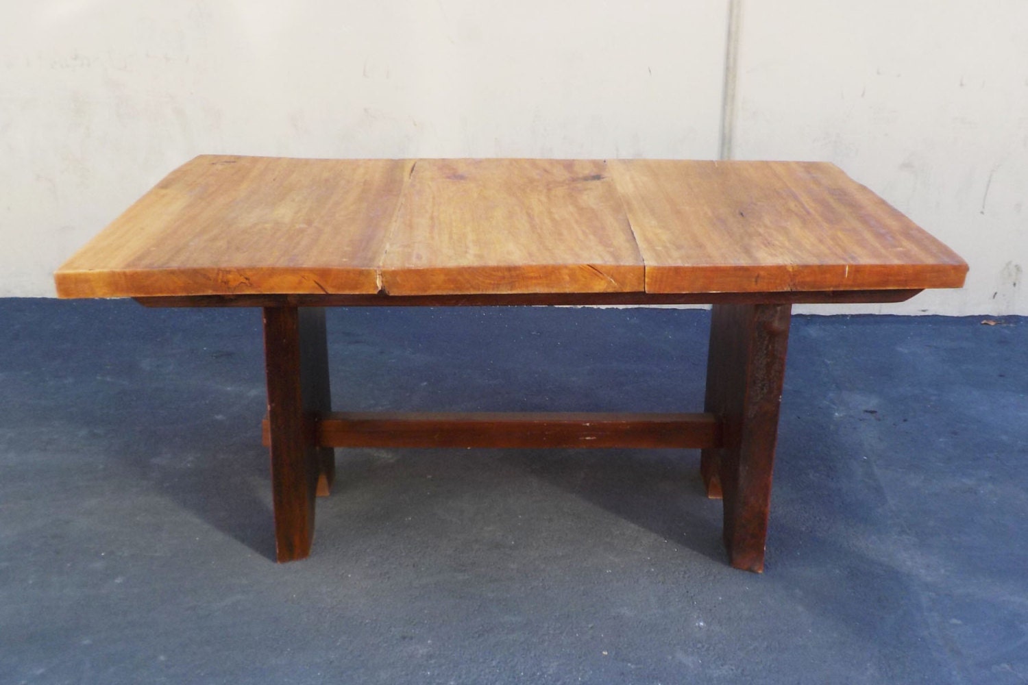 REDUCED Rustic Mission Wood Slab Dining Table by BuyFoundObjects