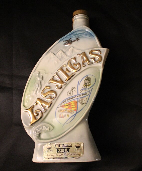 Vintage Jim Beam 1969 Las Vegas Bourbon Bottle Mid Century