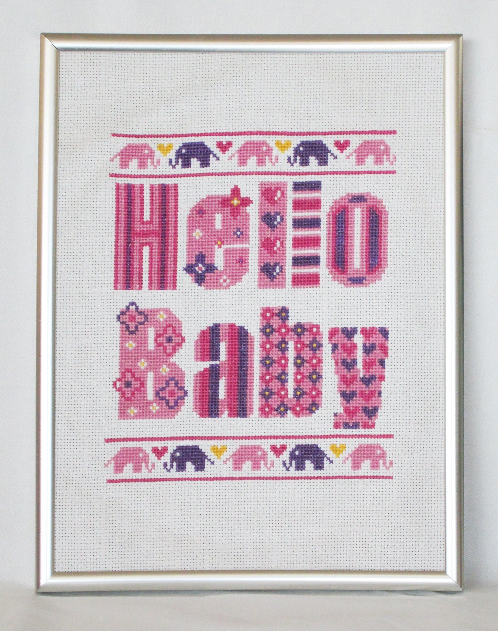 Hello Baby Girl Cross Stitch Pattern-pink baby girl