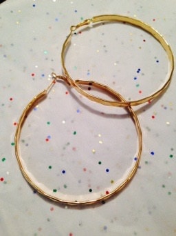 Gold hoops. Large gold hoops. Hammered gold by TheBlingFollowing