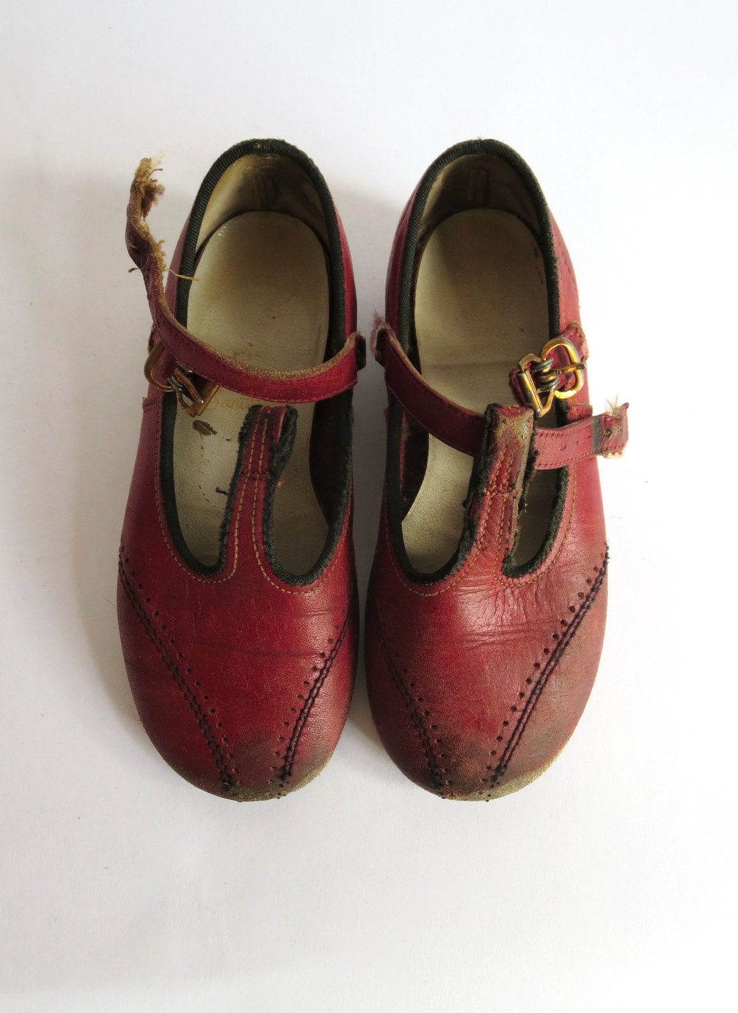 Vintage 1960s Red Leather Baby Shoes by Penny's Boots with