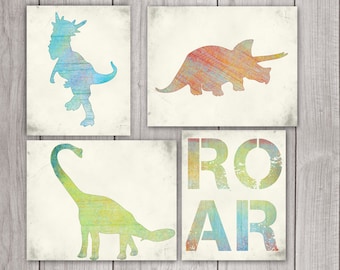 75% OFF SALE Dinosaur Art (Set of 4) - 8x10 Dinosaur Print, Dinosaur Printable, Dino Art, Dinosaur Art Print, Jurassic Printable Art