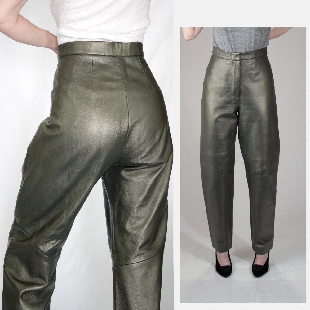 olive leather trousers